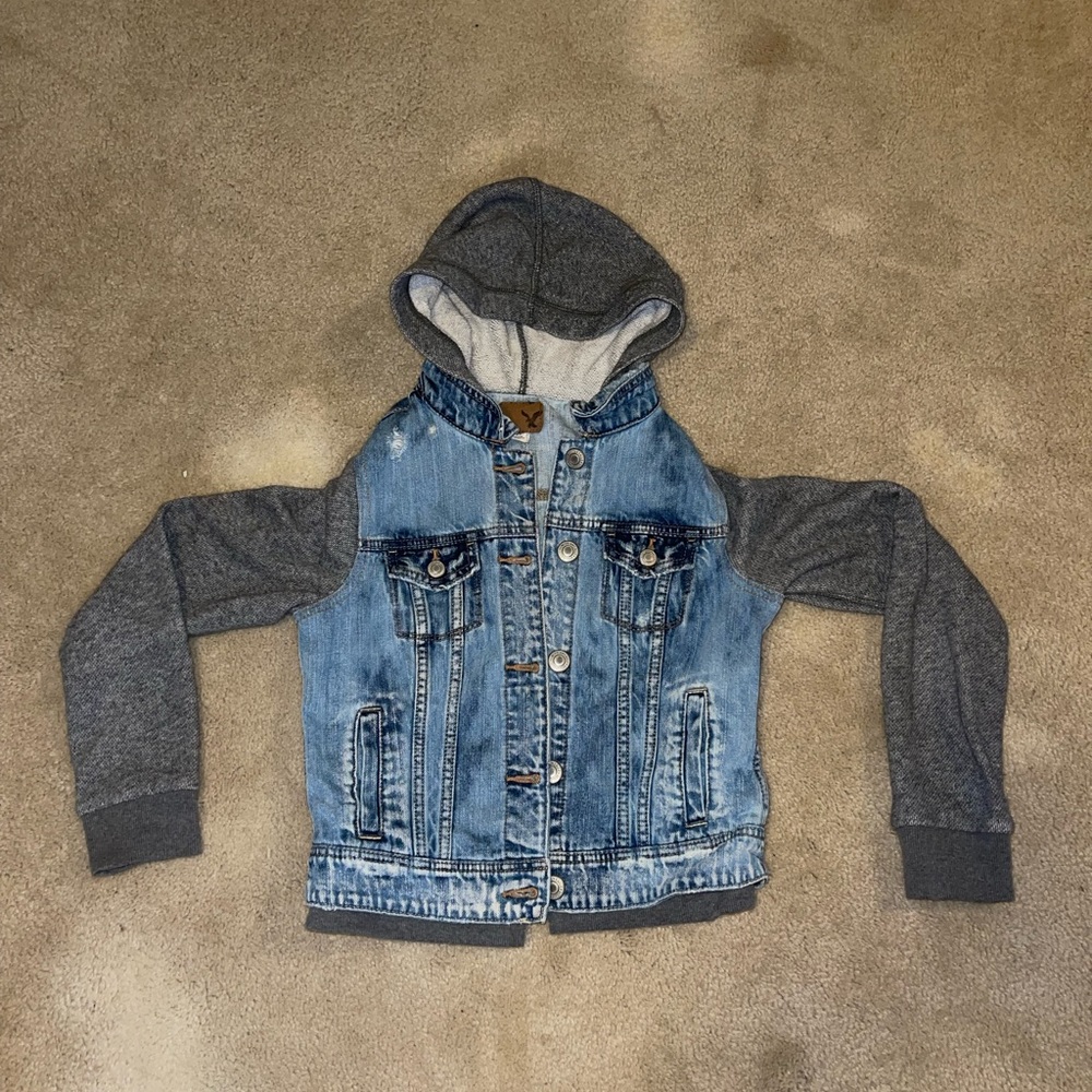 American Eagle hooded jean jacket